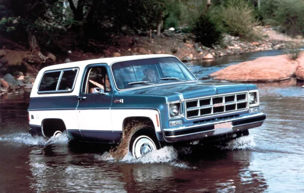 Picture river, background, jeep, SUV, the front, GMC, 1978, Ford, Jimmy