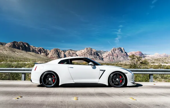 Picture white, mountains, tuning, Nissan, nissan gtr