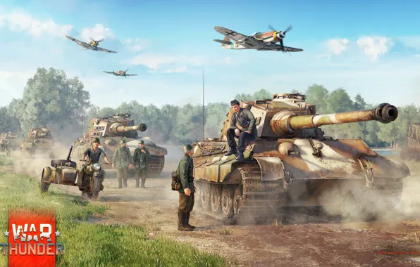 Wallpaper Art, Bf-109, Tiger II, War Thunder, Video Game, Infantry, Tanks,  Planes, Germans images for desktop, section игры - download