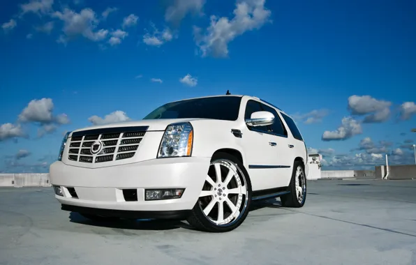 Picture white, the sky, clouds, white, sky, the front, clouds, Cadillac, cadillac, escalade, the Escalade