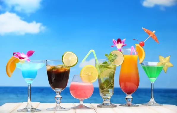 Picture sea, beach, cocktail, summer, fruit, beach, fresh, sea, fruit, paradise, drink, cocktail, tropical