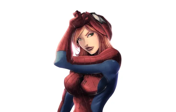 Picture Girl, Chest, Look, Lips, Girl, Hair, Mask, Red, Beautiful, Marvel Comics, Sweetheart, Nice, Spider-Girl, Mayday …