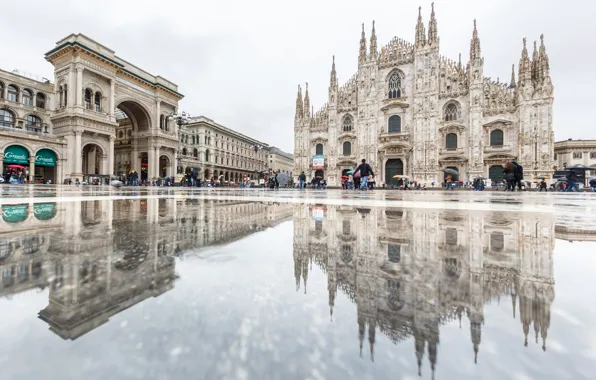 Picture reflection, area, Italy, Cathedral, Milan, Duomo, passage