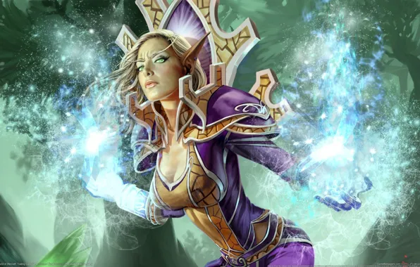 Picture girl, magic, elf, elf, world of warcraft, trading card game