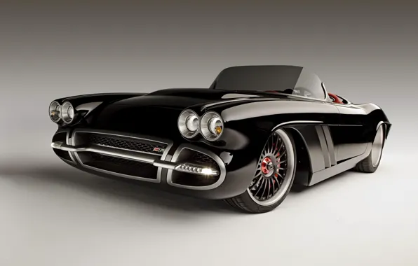 Picture black, tuning, Corvette, Chevrolet, tuning, the front, rendering, by Roadster Shop, 1962, Chevrolet.Corvette