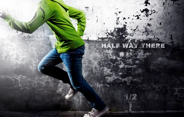 Picture style, wall, the inscription, running, guy