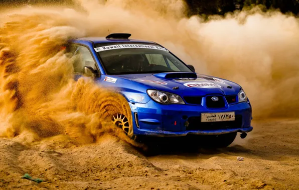 Picture sand, Subaru, Impreza, rally, blue, Subaru, Impreza, STi