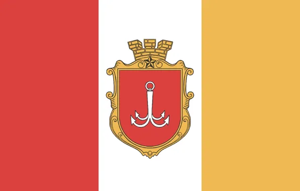 Picture Red, Yellow, White, Flag, Background, Coat of arms, Odessa, Anchor