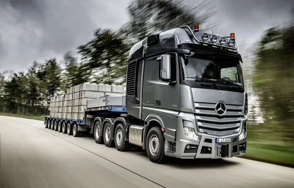 Picture movement, speed, track, Mercedes, cargo, tractor, Actros
