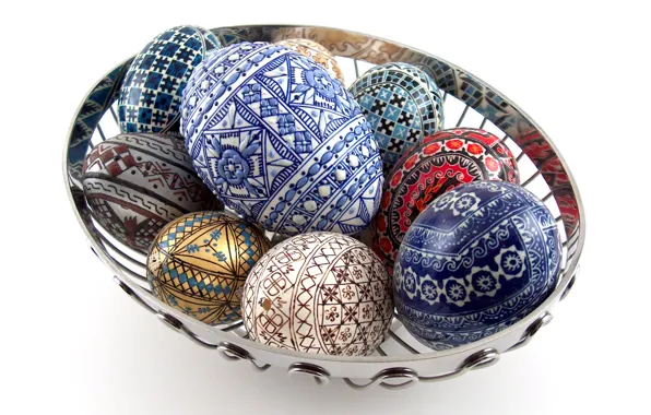 Picture eggs, Easter, basket, Pysanka