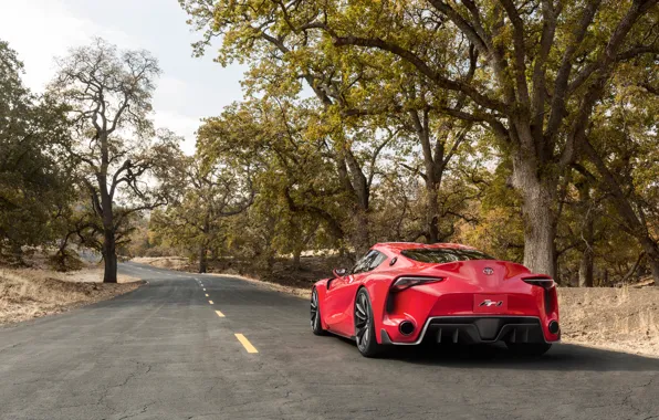 Picture road, auto, Concept, trees, Wallpaper, Toyota, rear view, FT-1