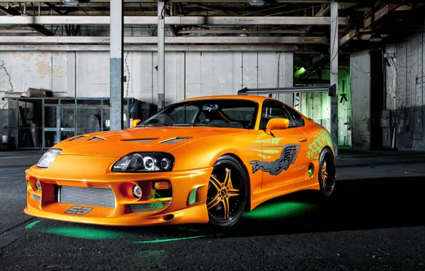 Picture tuning, garage, backlight, vinyl, Toyota, tuning, Supra, stickers, oranzhevy, the fast and the furious, Fast …