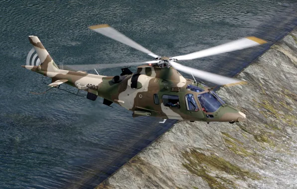 Picture river, Italy, helicopter, Power, flies, the threshold, multipurpose, Agusta, easy, With, АW109