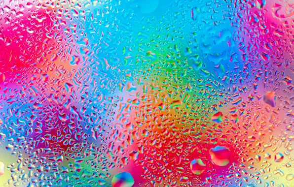 Picture glass, water, drops, colorful, rainbow, glass, rain, water, drops