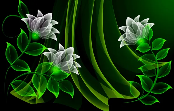 Picture flowers, vector, flowers, background, neon, neon