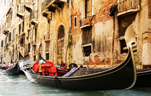 Picture Windows, building, channel, architecture, Venice, Italy, gondola, Venice, balcony