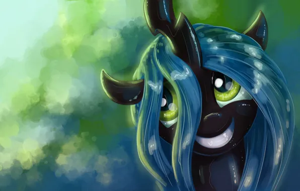 Picture author, pony, smiling, My little pony, KP-ShadowSquirrel, Chrysalis