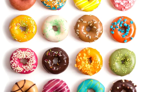 Picture colorful, donuts, dessert, cakes, sweet, glaze, donuts