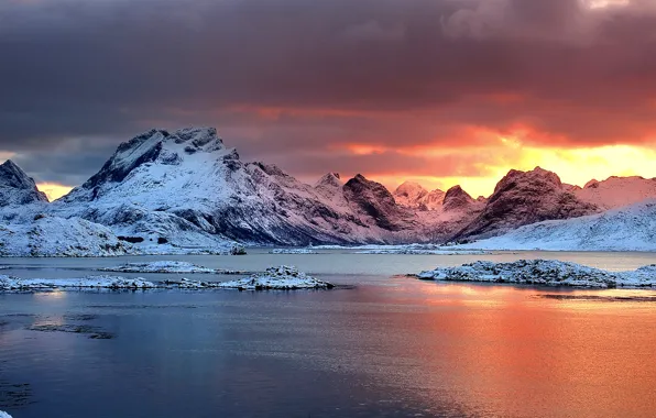 Picture Frozen, Stars, Aurora, Winter, Lights, Snow, Iceland, Ice, Northern, Lake, Borealis, Jökulsárlón, Glacial