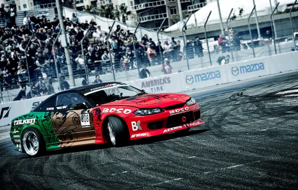Picture skid, nissan, drift, Nissan, silvia, s15, formula drift, the competition