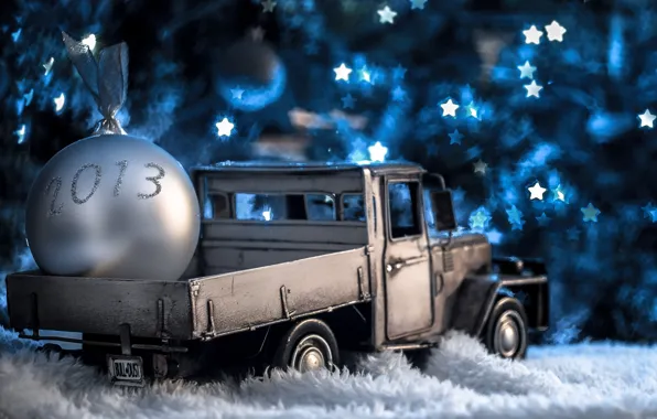 Picture winter, white, toys, ball, New Year, Christmas, figures, stars, machine, Christmas, year, holidays, New Year, …