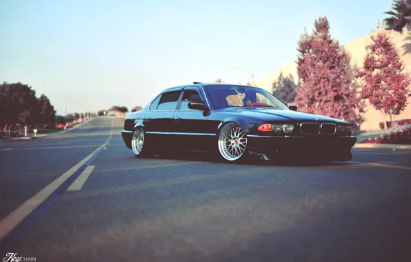 Picture road, tuning, BMW, classic, stance, bmw e38, 750il