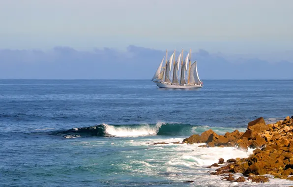 Picture stones, the ocean, wave, sailboat, Portugal, Portugal, The Atlantic ocean, Atlantic Ocean, UAM Creoula, Peniche, …