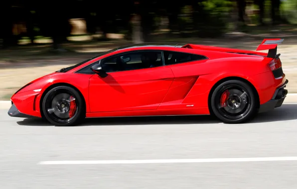 Picture red, Lamborghini, Gallardo, side view, Lamborghini, LP570-4, Super Trophy, Road