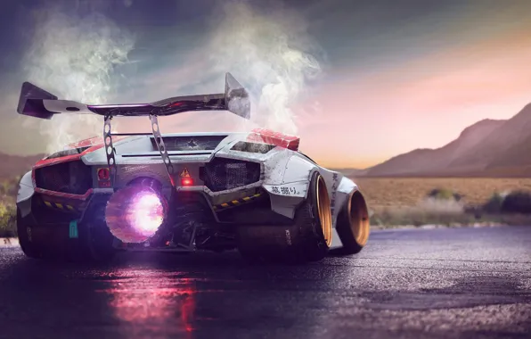 Picture Concept, Lamborghini, Fire, Power, Jet, Countach, Engine, by Typerulez
