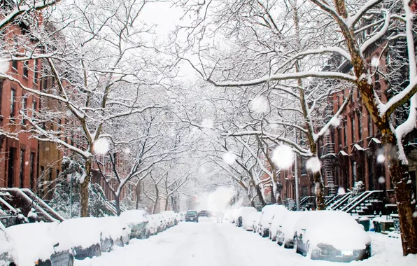 Picture winter, the city, street, Winter, Snow, Street