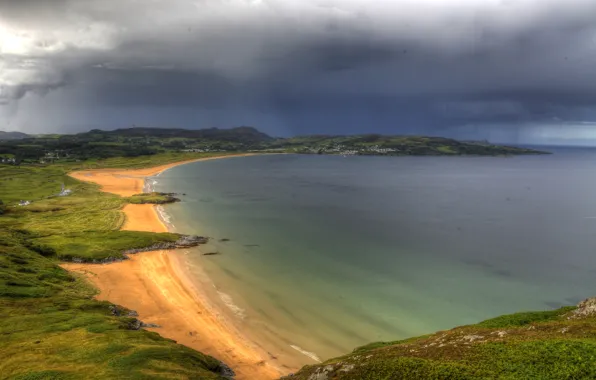 Picture sea, clouds, coast, Bay, panorama, Ireland, Donegal, Portsalon