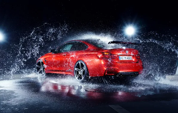 Picture BMW, German, Red, Car, Water, Rear, AC-Schnitzer