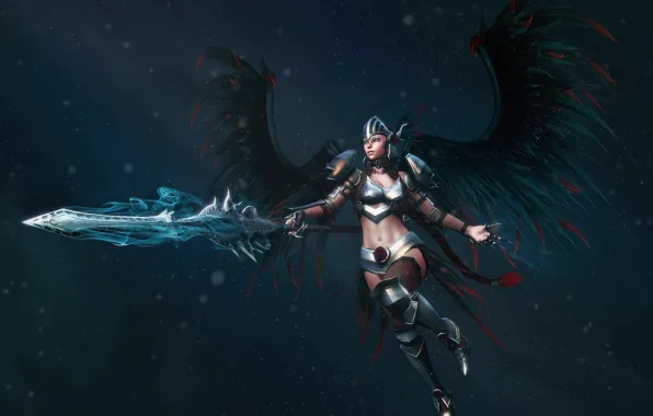 Picture rendering, weapons, wings, sword, armor, helmet, armor, Valkyrie