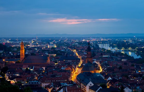 Picture sunset, the city, home, the evening, Germany, panorama, street, Germany, Heidelberg, Heidelberg