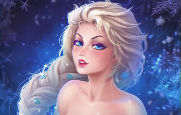 Picture girl, art, frozen, Elsa, prywinko