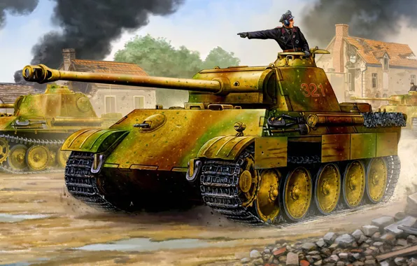 Wallpaper figure, art, Panther, MAN, PzKpfw V, Panzerkampfwagen V ...