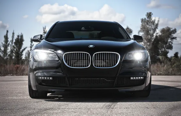 Picture the sky, clouds, BMW, BMW, black, black, 7 Series