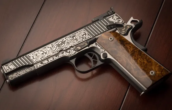 Picture gun, weapons, background, patterns, Custom, Kimber