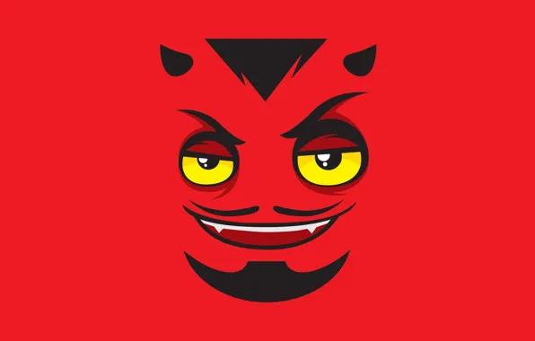 Picture demon, red, devil, face, yellow eyes