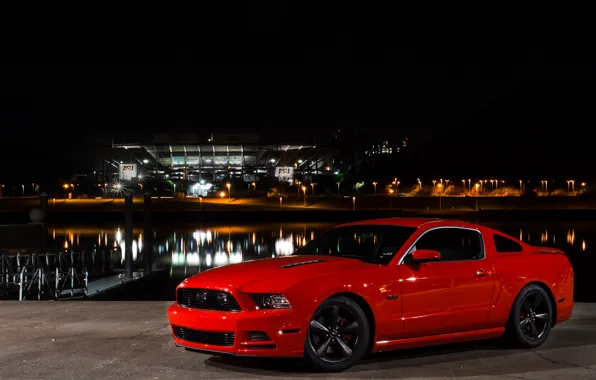 Picture Mustang, Ford, Light, Red, Front, Night