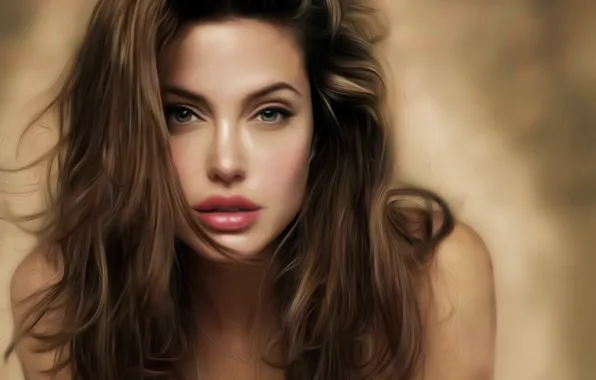 Picture girl, face, hair, actress, Angelina Jolie, Angelina Jolie, art