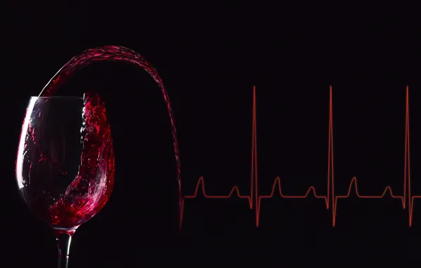 Picture wine, lines, glass of wine, electrocardiogram