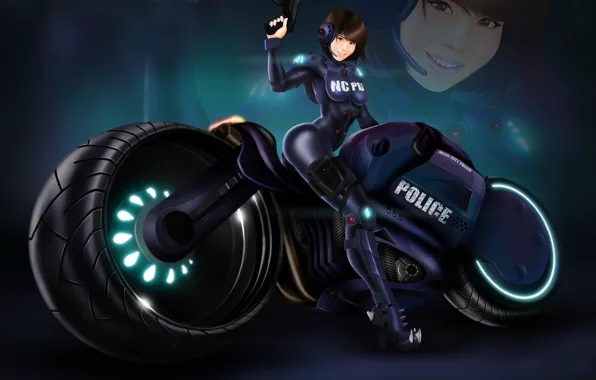 Wallpaper girl, police, costume, motorcycle, heels, bike images for  desktop, section фантастика - download