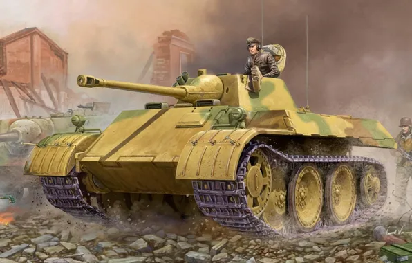 Picture war, art, tank, ww2, tank, german tank, tank, Light Tank VK 1602 &quot;Leopard&quot;