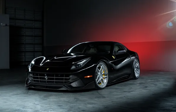 Picture Ferrari, Power, Front, Black, Supercar, Berlinetta, F12, Wheels, ADV.1, Ligth