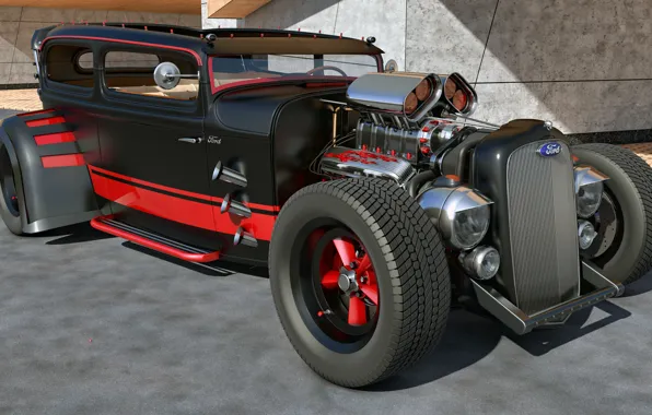 Picture machine, design, tuning, ford, hot rod, custom, rendering, samcurry