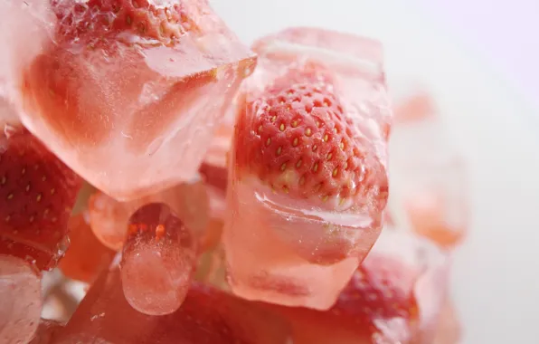 Picture ice, macro, food, strawberry, berry, ice, strawberry