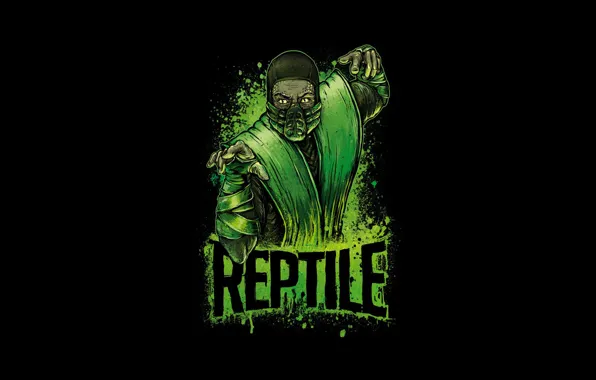 Picture green, fighter, ninja, art, Mortal Kombat, Reptile