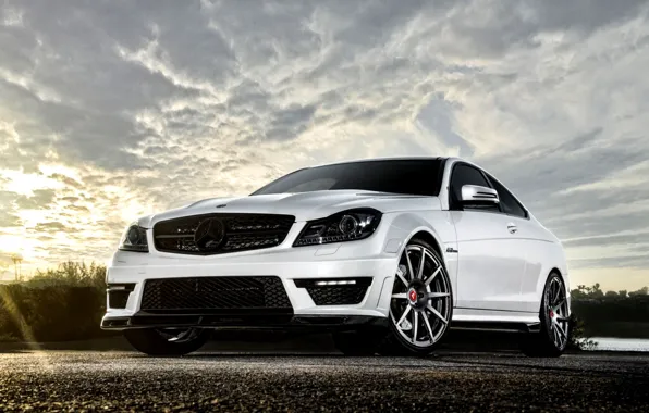 Picture White, Machine, Tuning, Mercedes, Desktop, Mercedes, Benz, Car, 2012, Car, Beautiful, Vorsteiner, AMG, Coupe, White, …