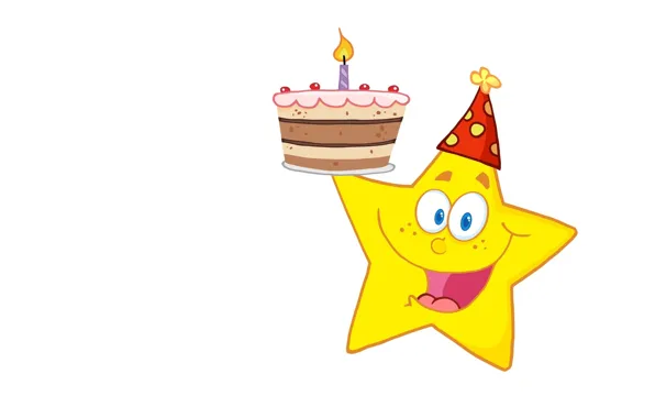 Picture smile, background, mood, holiday, vector, art, candle, asterisk, cake, children's, Birthday
